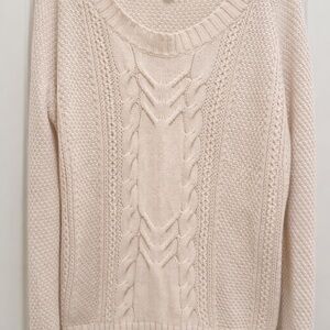GAP Cream Cable Knit Sweater, Cozy Chunky Knit, Size Large